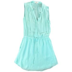 Aritzia Babaton Benedict Mini Dress Turquoise In 100% Silk Size XS